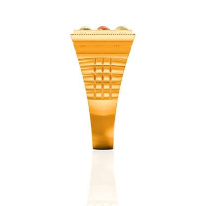 Flat Top Brick-Style Navratna Men's Ring