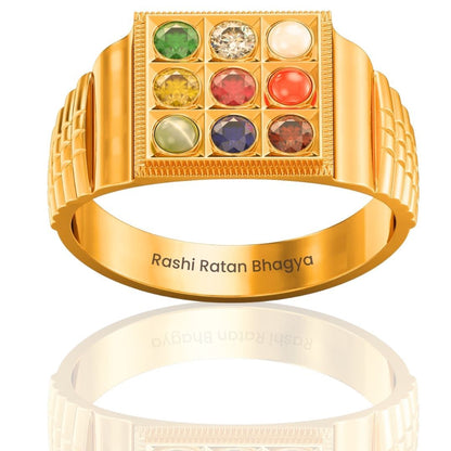 Flat Top Brick-Style Navratna Men's Ring