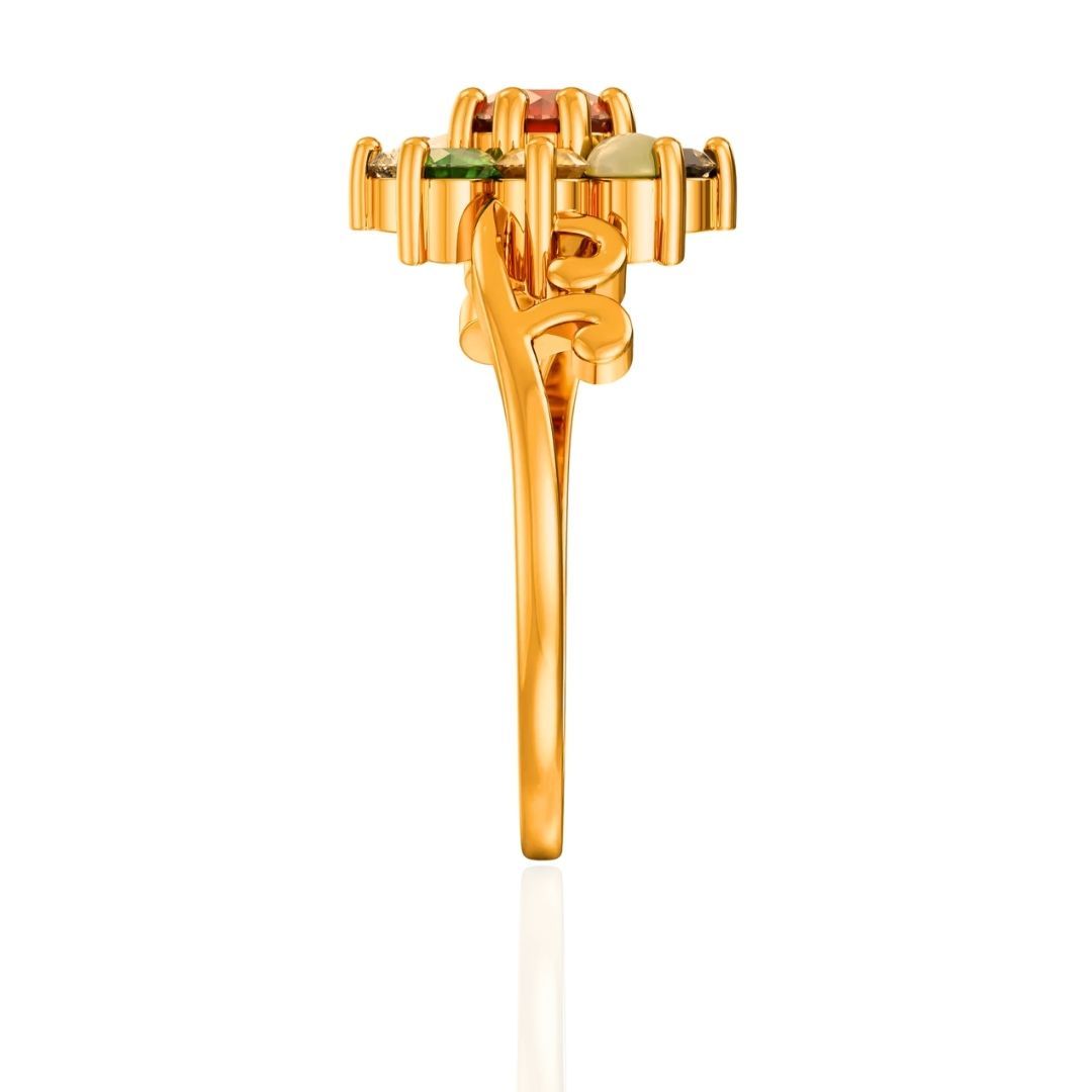 Floral Cluster Navratna Women's Ring