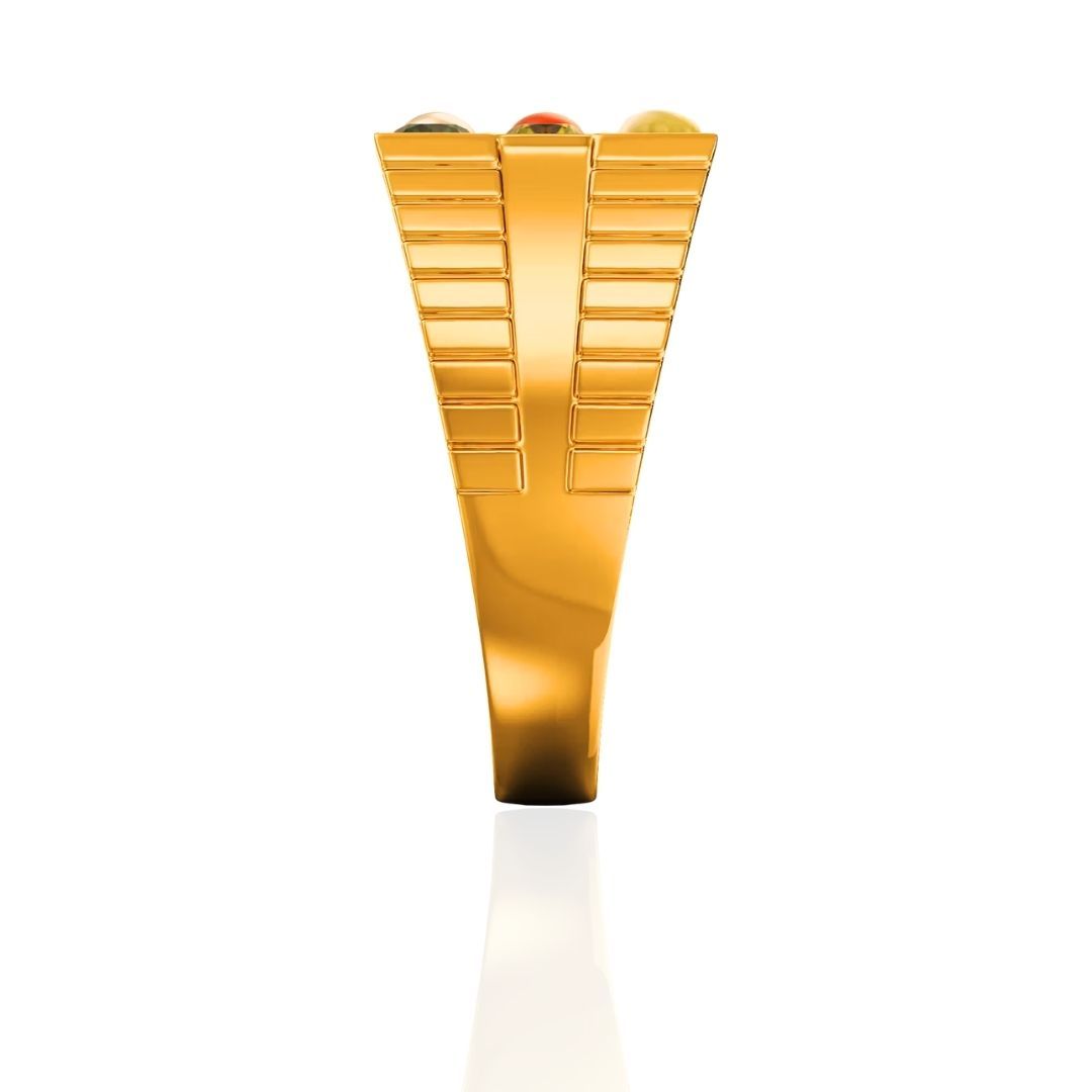 Modern Grid Navratna Men's Ring