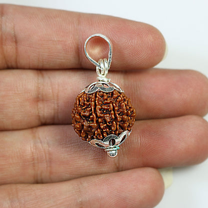 9 Mukhi Rudraksha Silver Pendant (Nepal)