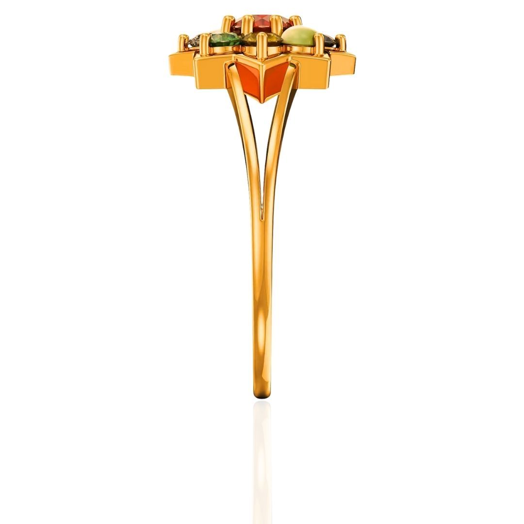 Star Petal Navratna Women's Ring