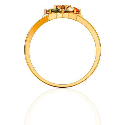 Star Petal Navratna Women's Ring
