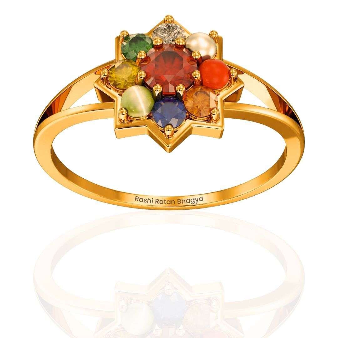 Star Petal Navratna Women's Ring