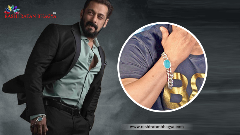 Salman Khan, a Bollywood star, wears a 50-carat Firoza silver bracelet on his wrist